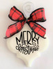 Merry Christmas Buffalo Plaid Holiday Ornament Porcelain