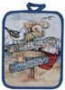 Beach Signs Shell Island Threen Kitchen Dish Towels and Pot Holder Set of 4