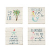 Mud Pie Palm Flamingo Mermaid Starfish Holiday Coasters Planked Wood Set of 4