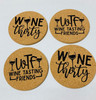 Wine Tasting Friends WTF and Wine Thirty Cork Drink Coasters Set of 4