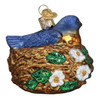 Blue Bird in Nest Christmas Holiday Ornament