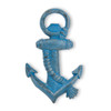 Anchor and Rope Bottle Opener Handheld Blue Cast Iron Distressed Finish