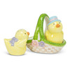 Mr and Mrs Chick in a Basket Spring Salt and Pepper Shakers Ceramic