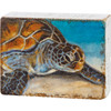 Sea Turtle on the Beach Block Sign Wood Shelf Sitter