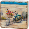Bicycle On the Beach Block Sign Wood Shelf Tier Tray Sitter