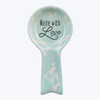 Turquoise Country Farmhouse Made With Love Embossed Spoon Rest Ceramic