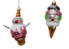 Jolly Snowman Ice Cream Cones Christmas Holiday Ornaments Set of 2