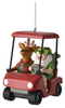 Santa and Reindeer Cruising in Golf Cart Christmas Holiday Ornament