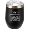 Wine is Fine Wine Tumbler Stainless Steel with Plastic Lid 12 Ounces