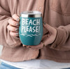 Beach Please Wine Tumbler Stainless Steel with Plastic Lid 12 Ounces