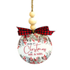 First Christmas as Mr. and Mrs. Holiday Greenery Ornament Wood Round