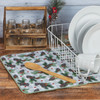 Woodsy Christmas Pinecones Gray Plaid Kitchen Drying Mat