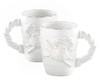 Rope Handle Crab Mugs 12 Ounce White Terracotta Coffee Latte Tea Set of 2