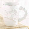 Rope Handle Crab Mugs 12 Ounce White Terracotta Coffee Latte Tea Set of 2