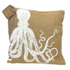 Coastal Octopus Print Burlap Accent Throw Pillow 12 Inch Mud Pie