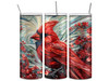 Brilliant Red Cardinal Backyard Bird 20 Oz Skinny Metal Tumbler w/Lid and Straw