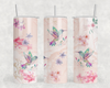 Hummingbirds and Dainty Pink Flowers 20 Oz Skinny Metal Tumbler w/Lid and Straw