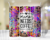 Mama Needs Coffee Purple Cheetah Insulated 20 Oz Skinny Metal Tumbler Lid Straw