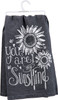 You are My Sunshine Sunflowers Gray Cotton Kitchen Dish Towel