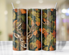 Deer Buck with Rack Leafy Camo 20 Oz Skinny Metal Tumbler w/Lid and Straw