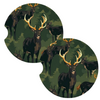 Deer on Green Camo Hunting Coasters for Car Cup Holders Set of 2