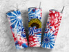 Mama Sunflower and Stars Patriotic USA 20 Oz Skinny Metal Tumbler w/Lid Straw