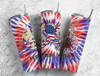Peace Love America Patriotic USA 20 Oz Skinny Metal Tumbler w/Lid and Straw