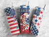 American Babe Stars and Stripes Patriotic USA 20 Oz Metal Tumbler w/Lid Straw