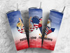Peace Love Fireworks Stripes Patriotic USA 20 Oz Metal Tumbler w/Lid and Straw