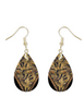 Brown Print Teardrop Earrings 1.5 Inch Dangle Pierced Ears