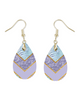 Blue and Purple with Glitter Teardrop Earrings 1.5 Inch Dangle Pierced Ears