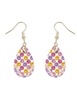 Yellow Pink Purple Smiley Faces Teardrop Earrings 1.5 Inch Dangle Pierced Ears