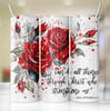 Do All Things Through Christ Red Roses 20 Oz Skinny Metal Tumbler w/Lid Straw