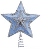 Kurt Adler Blue and Silver Beaded Star Tree Topper Holiday 13.5 Inch