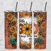 With God All Things Are Possible Sunflowers Leather 20 Oz Tumbler w/Lid Straw