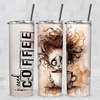 Funny I Need Coffee Frazzled 20 Oz Skinny Metal Tumbler w/Lid and Straw