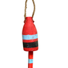 Red Navy and Light Blue Hand Painted Wooden Fishing Buoy with Jute Rope Hanger