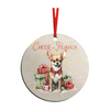 Chihuahua Dog Christmas Holiday Ornament Wood Round 3.5 Inch