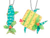 Barracuda and Whale Metal Fish Yellow and Teal Blue Holiday Ornaments