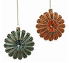 Green Orange Sea Urchins Holiday Ornaments Set of 2 Katherines Collection