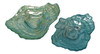 Glass Blue and Green Oyster Shell Shaped Dishes Set of 2 Coastal Tableware