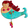 Allen Designs Mystical Ruby Red Headed Mermaid Pendulum Battery Wall Clock