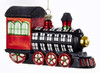 Kurt Adler Black White Red Plaid Patterend Train  Holiday Ornament