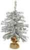 Shiny Silver Metallic 18 Inch Christmas Holiday Tabletop Burlap Base Tree