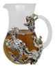 Clear Glass Serving Pitcher with Pewter Seahorse Icon Coastal Kitchen Dining