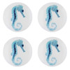 Coastal Ocean Blue Seahorse Fused Glass 8 Inch Round Serving Plates Set of 4
