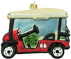 Golfer Clubs and Caddy Golf Cart Glass Holiday Ornament