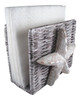 Coastal Nautical Ocean Starfish Wicker Napkin Holder Whitewashed