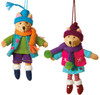Boy and Girl Kitty Cat Dressed for Winter Holiday Knitted Ornaments Set of 2