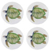 Coastal Green Sea Turtle Fused Glass 8 Inch Round Serving Plates Set of 4
